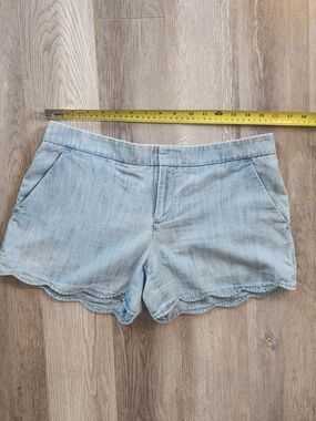 Club Monaco Light Blue Scalloped Hem Denim Shorts US6